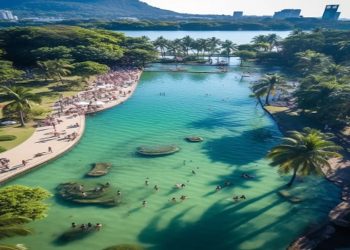 Com o auxílio da inteligência artificial, exposição mostra versões balneáveis da Lagoa e outras paisagens do Rio