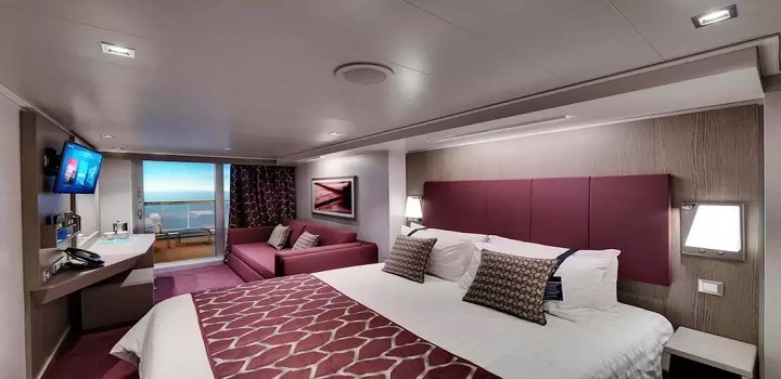 Cabine externa com varanda do navio MSC Seaside
Foto: Reprodução/ Loja Promoação