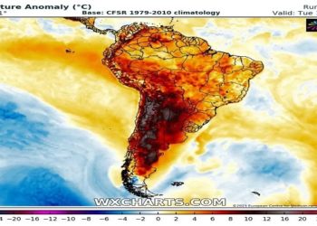 onda de calor no inverno da américa do sul