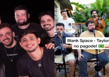 banda que toca pagode em musica de taylor swift