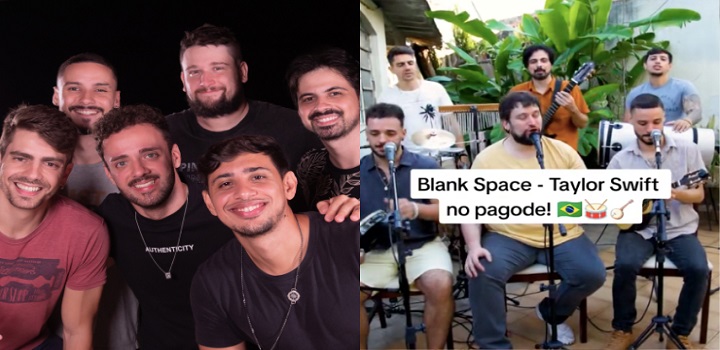 banda que toca pagode em musica de taylor swift