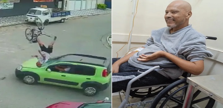 Ciclista arremessado por carro no litoral de SP morre e filha pede Justiça: 'tirou uma vida'; VÍDEO