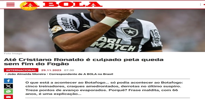 imprensa internacional fala sobre o botafogo