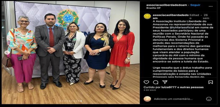 Luciane Barbosa Faria, esposa de chefe do Comando Vermelho no Amazonas, esteve duas vezes no prédio do Ministério da Justiça em Brasília Foto: Reprodução: Instagram/ @associacaoliberdadedoam © Fornecido por Estadão