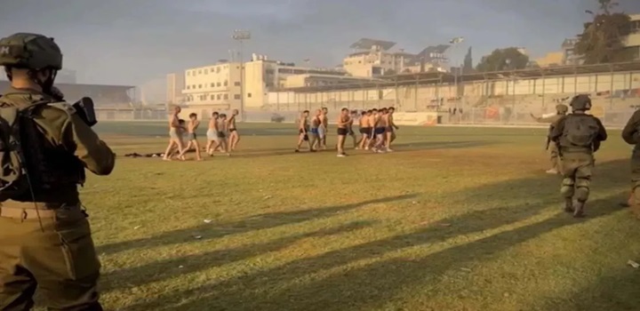 Imagens mostram crianças nuas e mulheres entre detidos em estádio de Gaza