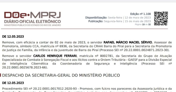 MPRJ: transferência do Gaesf para o setor de tecnologia de Informação
