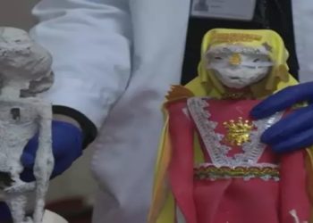 Múmias extraterrestres" que haviam aparecido misteriosamente no aeroporto de Lima.