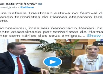 Ministro de Israel publica vídeo com brasileira que teve namorado assassinado pelo Hamas e volta a citar Lula