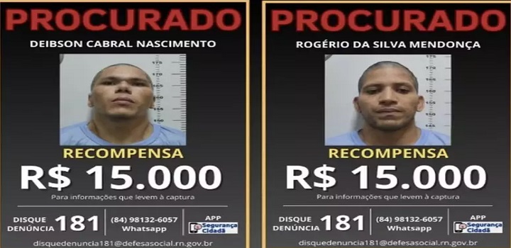 recompensa por fuga de presos em mossoró