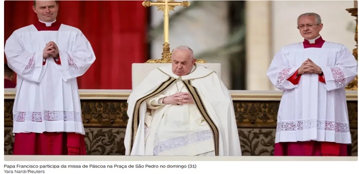 Papa Francisco realiza missa de Páscoa em meio a preocupações com sua saúde