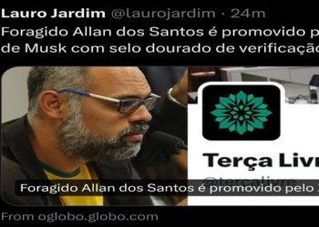 Foragido Allan dos Santos é promovido pelo X de Musk com selo dourado de verificação