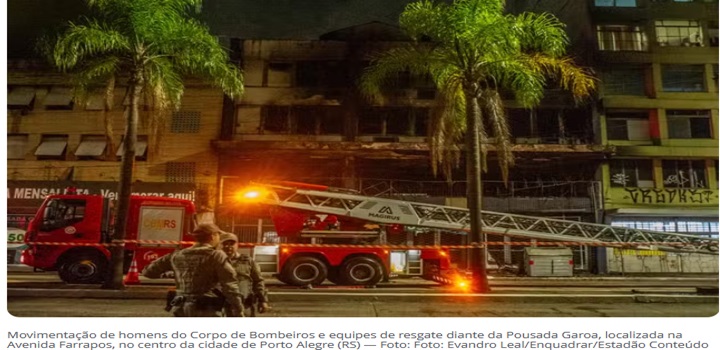 incendio em pousada de porto alegre