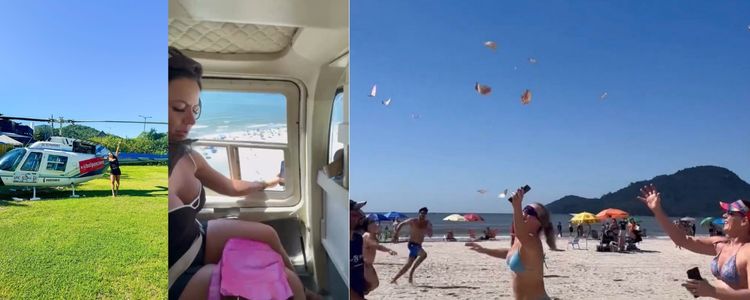 A chuva de dinheiro usando helicópteros é uma tendência recente que começou entre bilionários e passou a ser imitada por influenciadores digitais em busca de engajamento e projeção.