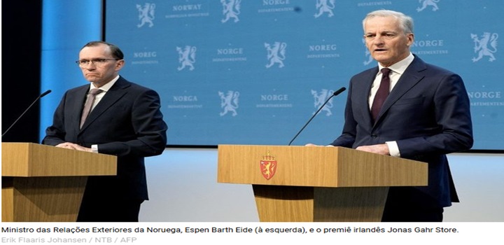Noruega, Espanha e Irlanda reconhecem o Estado da Palestina