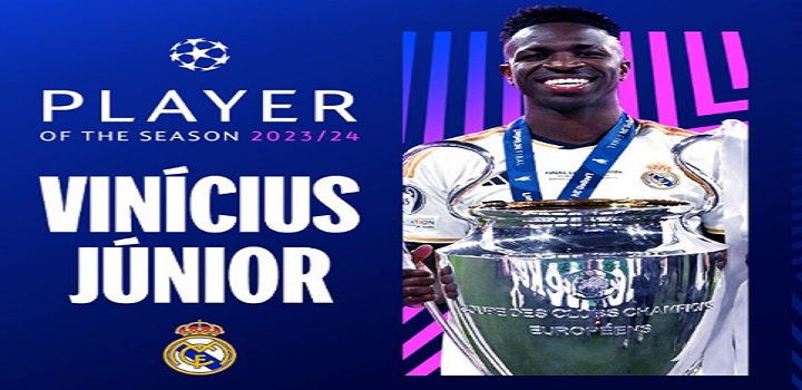 Vini Jr é eleito o melhor jogador da Champions