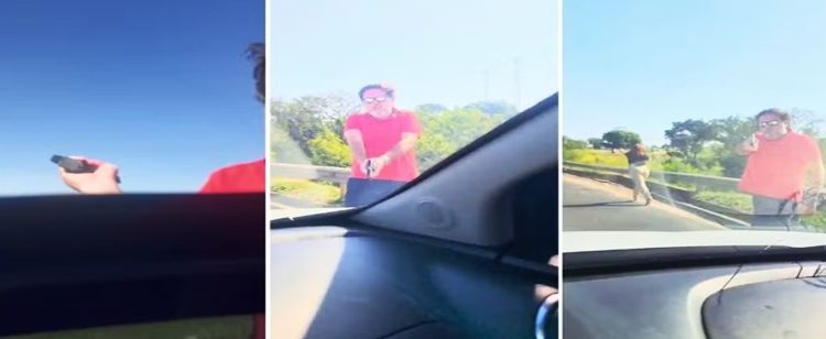 Gabrielle Gimenez e William Isidoro disseram que o homem bateu na lateral do carro.