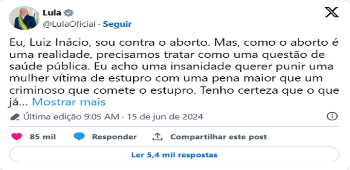 lula sobre o aborto