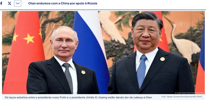 Otan endurece com a China por apoio à Rússia
