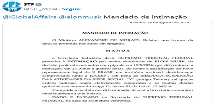 STF BLOQUEIA TWITTER