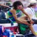 Valdiléia Martins se machuca antes de realizar a sua primeira tentativa e abandona a final do salto em altura dos Jogos Olímpicos de Paris.
Foto: Wander Roberto/COB