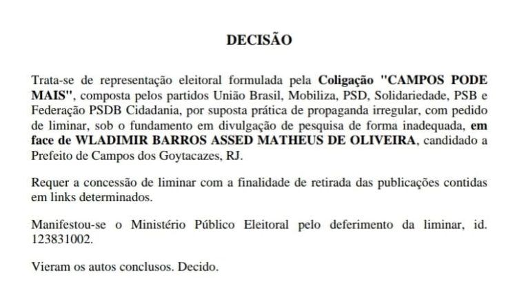 Fraude em pesquisa na cidade de Campos-RJ: Juiz manda retirar pesquisas do ar