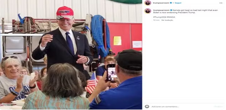 biden usa boné de trump
