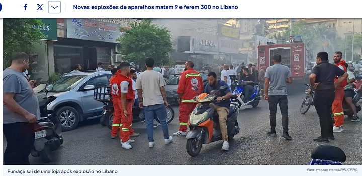 Novas explosões de aparelhos matam 9 e ferem 300 no Líbano