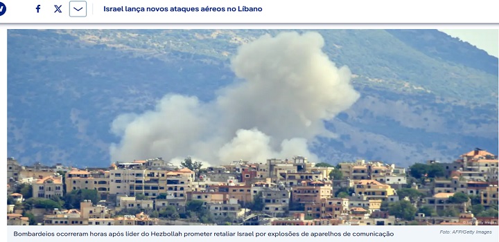 Israel lança novos ataques aéreos no Líbano