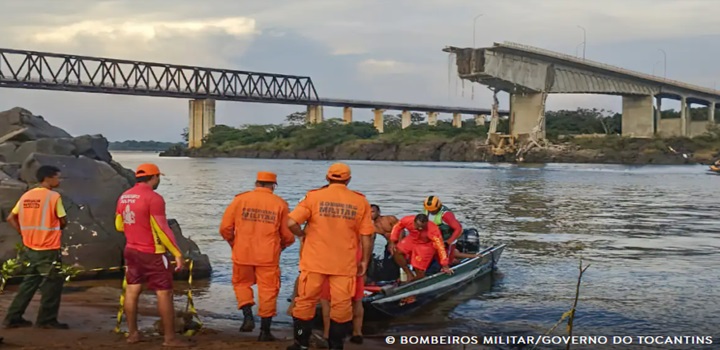 Sobe para 14 o número desaparecidos após queda de ponte