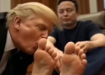 donald tump beija pés de elon musk