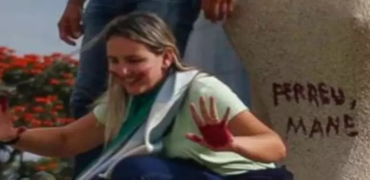mulher que pichou estatua do stf