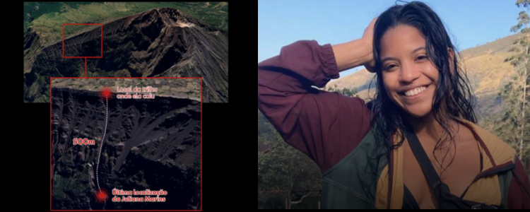 A brasileira Juliana Marins, desaparecida desde sábado (21) durante trilha no Monte Rinjani, na Indonésia, foi localizada por drone, imóvel em um paredão a 500 metros. Resgate segue difícil por conta da neblina e falta de estrutura.