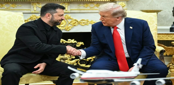 Trump e Zelenski discutem negociações de paz na Casa Branca ao lado de líderes europeus e sugerem reunião trilateral com Putin. Questões territoriais e garantias de segurança marcam o debate.