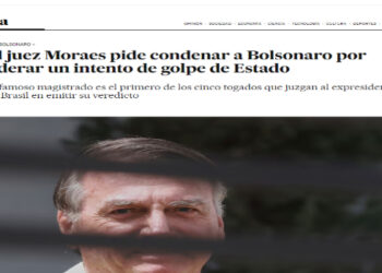 Voto de Moraes pela condenação de Jair Bolsonaro repercute na imprensa internacional. The Guardian fala em “condenação inevitável”, e El País chama ministro de “famoso juiz”.