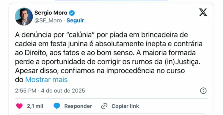 STF, Sergio Moro, Gilmar Mendes, calúnia, Supremo Tribunal Federal, MPF, ação penal, União Brasil, política, Justiça