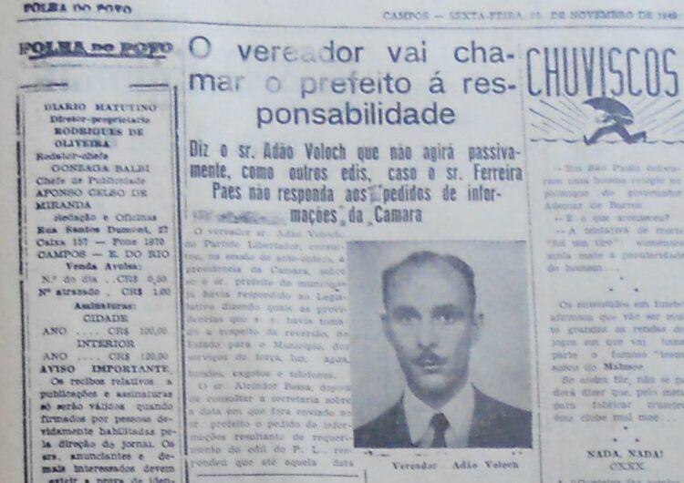 A importância histórica de Adão Voloch: militância comunista e atuação política em Campos dos Goytacazes na década de 1940