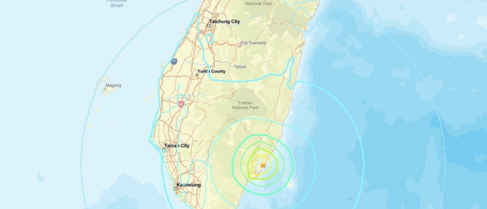 Tremor de terra de 5.8 graus atinge região leste de Taiwan