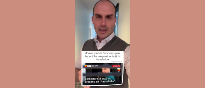 Eduardo Bolsonaro critica decisão do STF sobre transferência de Jair Bolsonaro