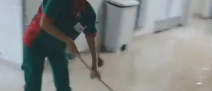 Chuva intensa causou alagamento no Hospital da Posse, em Nova Iguaçu. Cidade segue em alerta máximo após registrar volume recorde de precipitação.