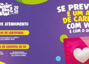 Carnaval de Cabo Frio terá campanha de prevenção às ISTs com testagem rápida, distribuição de kits, PREP, PEP e informações sobre práticas sexuais seguras.