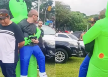 Policiais fantasiados de extraterrestres atuam em megabloco de Ivete Sangalo em SP