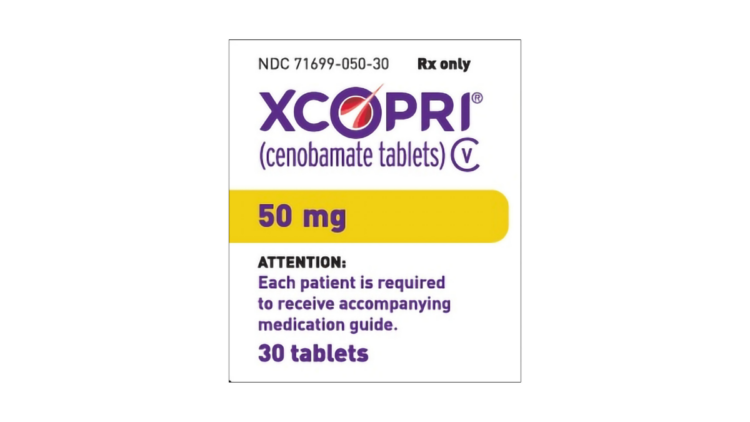 Medicamento Xcopri, à base de cenobamato, aprovado para o tratamento de crises epilépticas em adultos.