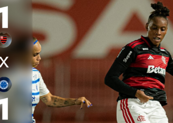 Flamengo e Cruzeiro empataram em 1 a 1 no estádio Luso-Brasileiro pela 4ª rodada da Série A1 do Campeonato Brasileiro feminino. Resultado mantém Palmeiras na liderança com nove pontos.