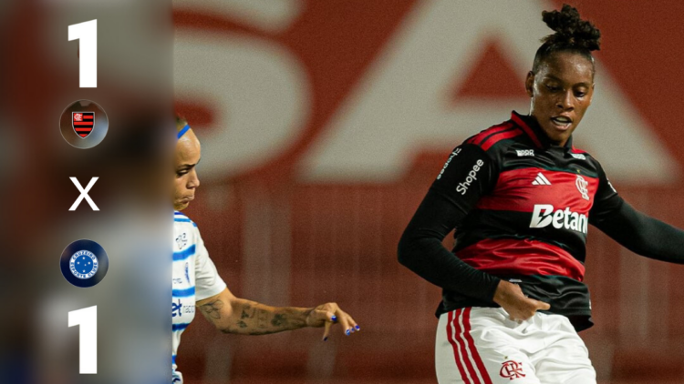 Flamengo e Cruzeiro empataram em 1 a 1 no estádio Luso-Brasileiro pela 4ª rodada da Série A1 do Campeonato Brasileiro feminino. Resultado mantém Palmeiras na liderança com nove pontos.