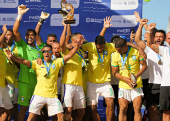 Brasil vence Japão por 7 a 1 e conquista a Copa das Nações de Beach Soccer no Paraíba World Beach Games. Veja gols, resultados e campanha completa.
