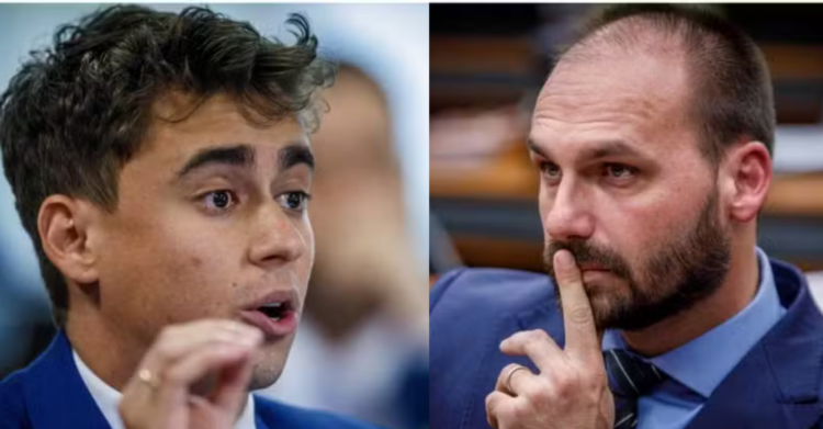 Declaração de Eduardo Bolsonaro revela tensão com Nikolas Ferreira e falta de apoio à candidatura de Flávio Bolsonaro.