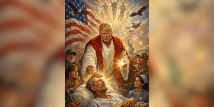 Trump publica imagem com referência religiosa após críticas ao papa Leão XIV.