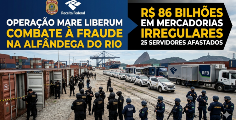 Polícia Federal e Receita Federal deflagram operação contra esquema de corrupção no Porto do Rio. Investigação aponta fraudes bilionárias em importações e pagamento de propina.