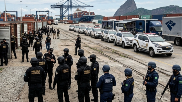 Polícia Federal e Receita Federal deflagram operação contra esquema de corrupção no Porto do Rio. Investigação aponta fraudes bilionárias em importações e pagamento de propina.
