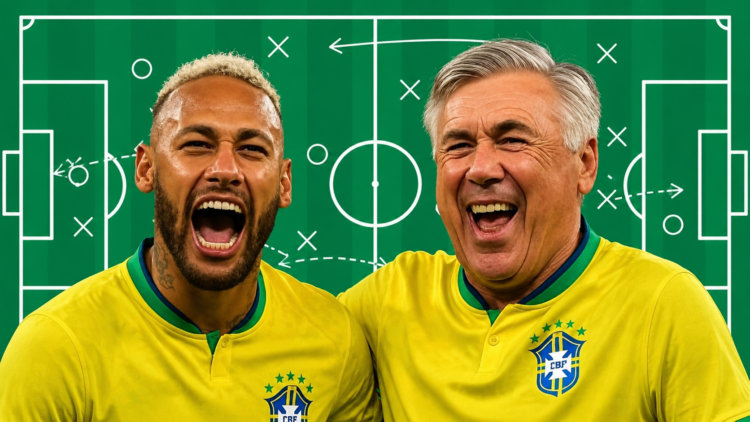 Bastidores da Seleção Brasileira revelam conversa entre Neymar e Carlo Ancelotti sobre Copa do Mundo.